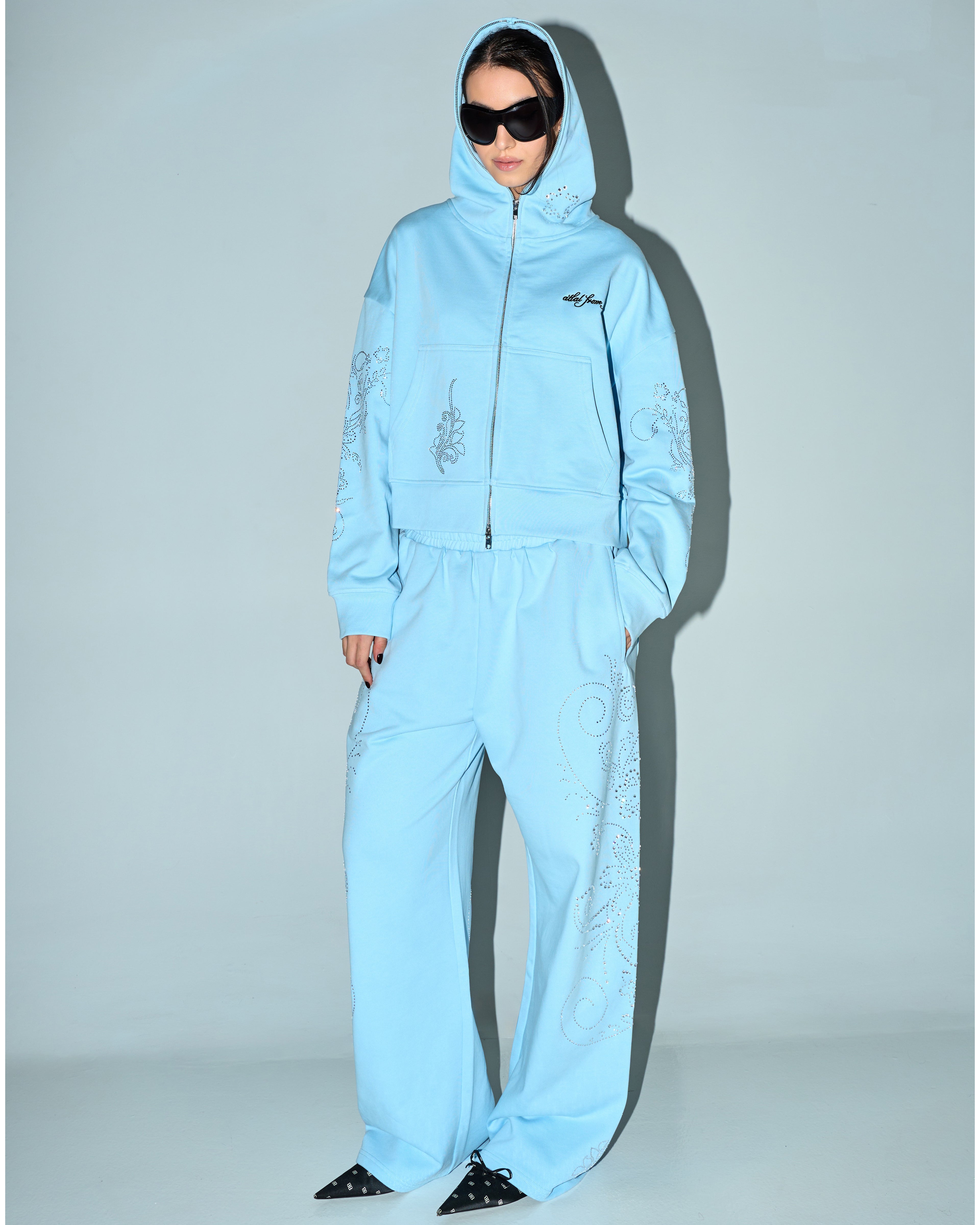 BAYA Rhinestones Zip Hoodie