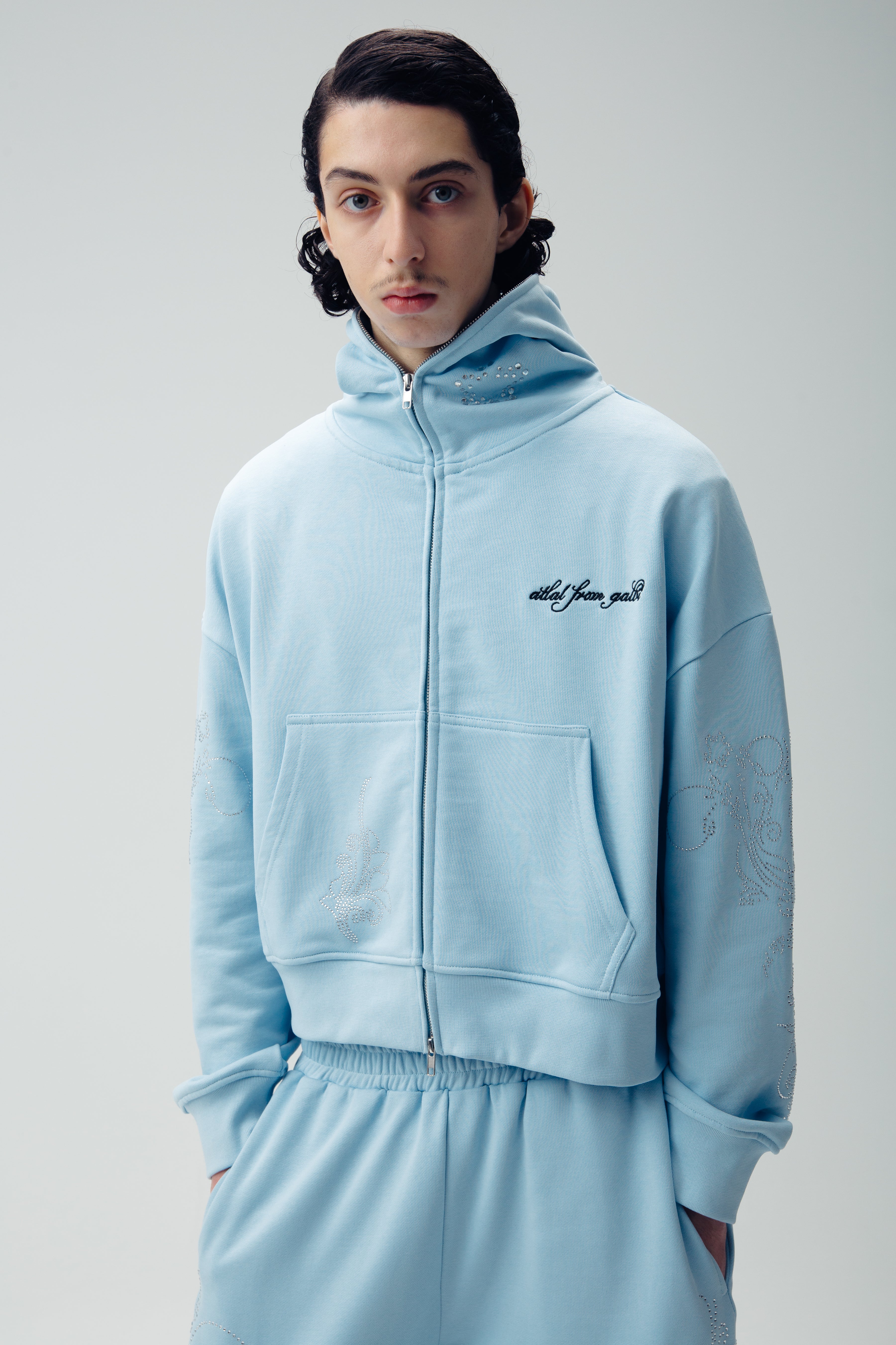 BAYA Rhinestones Zip Hoodie