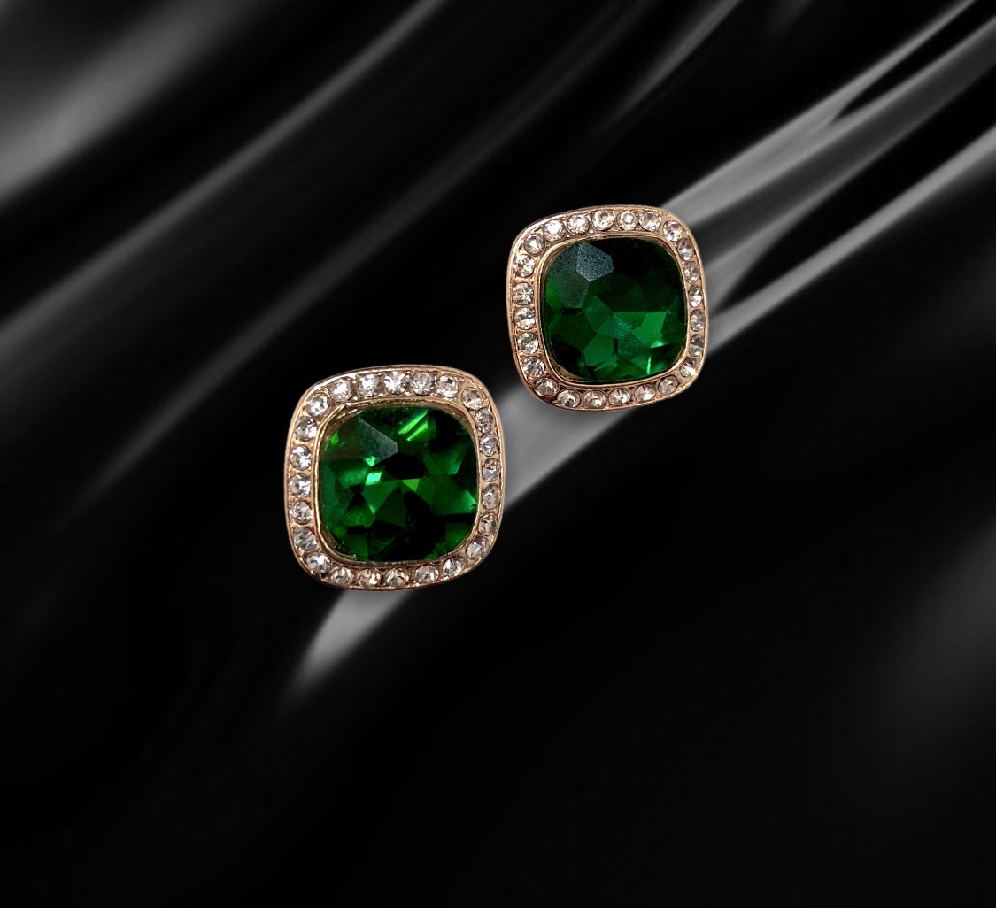Square Emeraude Earrings